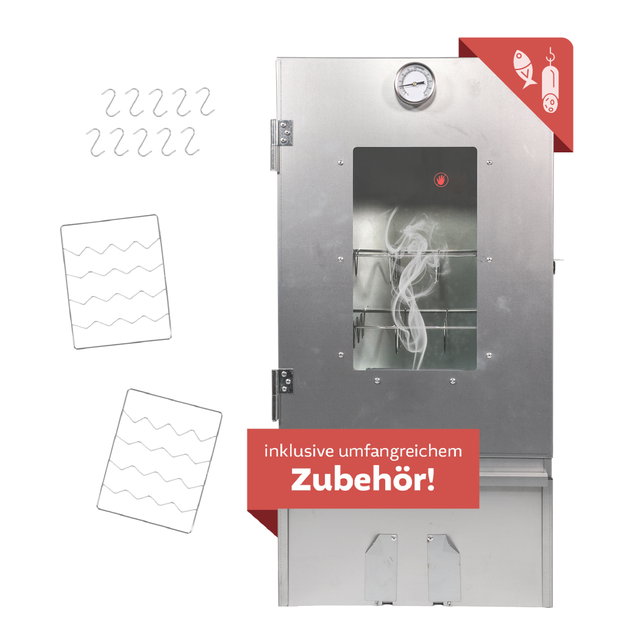 Räucherofen 3 Etagen aus Stahl 80 cm hoch mit Schönheitsfehler inkl. Zubehör